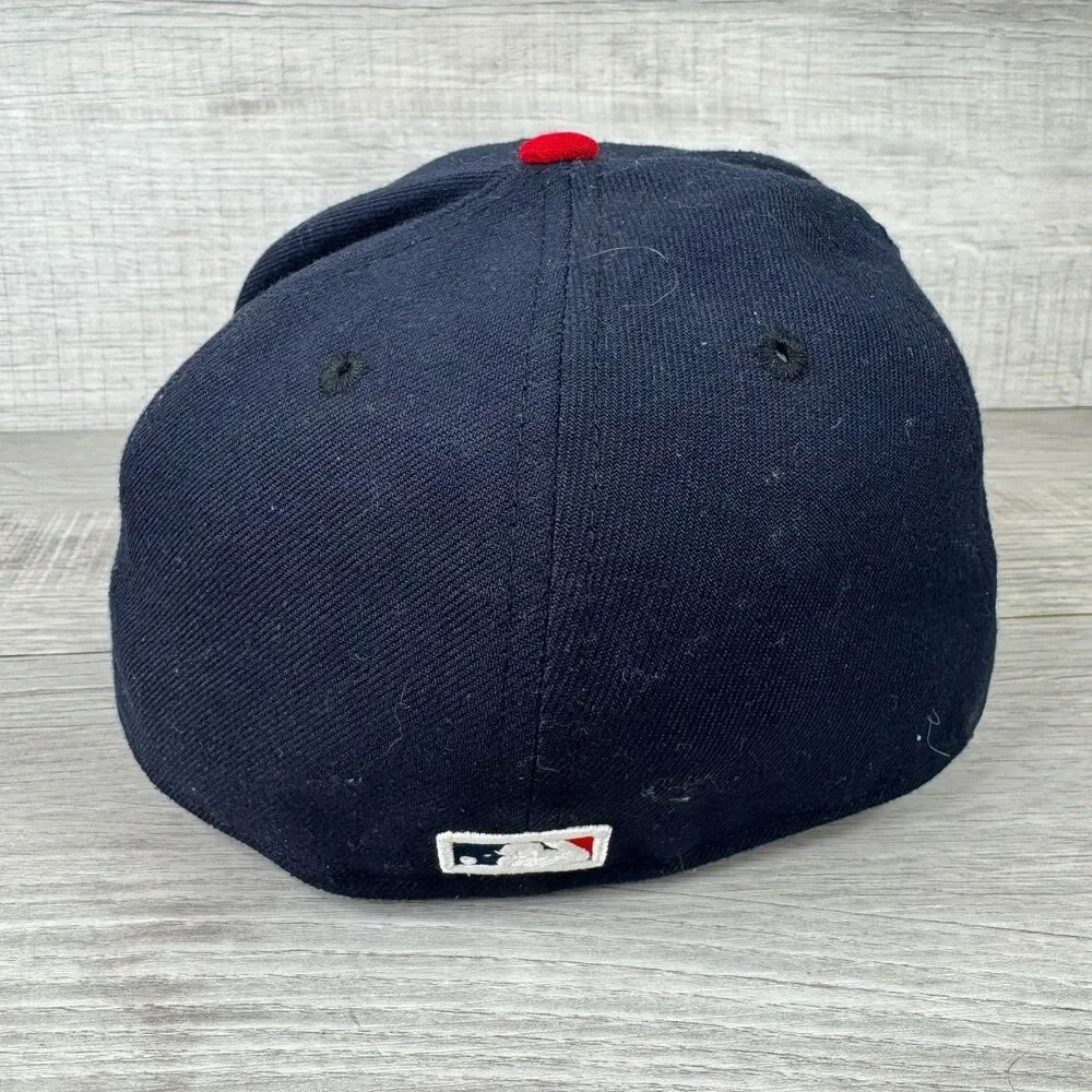 New Era Cleveland 59Fifty Guardians Baseball Cap Mens 7 1/8 Navy Red Fitted Hat